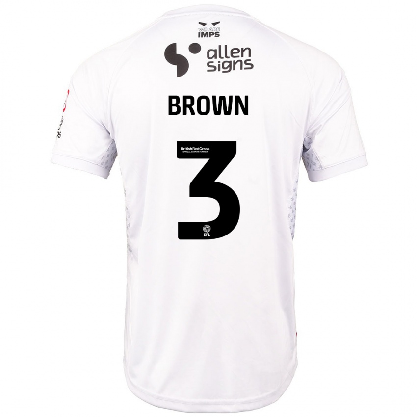 Enfant Maillot Jaden Brown #3 Rouge Blanc Tenues Extérieur 2024/25 T-Shirt Suisse