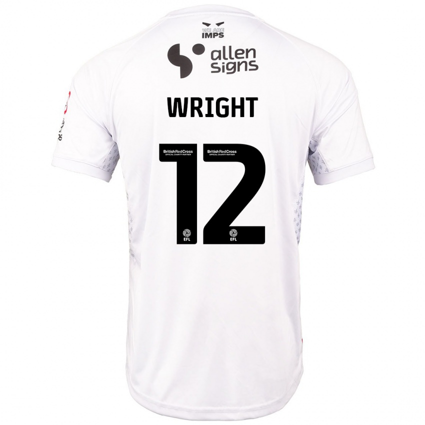 Enfant Maillot Jordan Wright #12 Rouge Blanc Tenues Extérieur 2024/25 T-Shirt Suisse