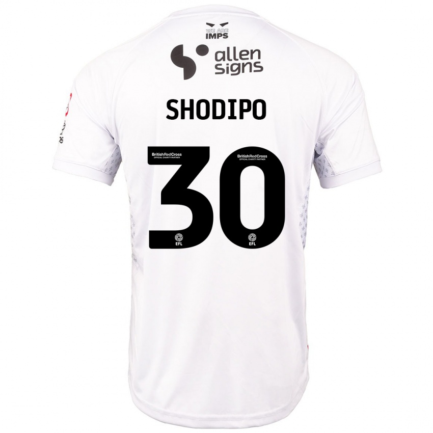 Enfant Maillot Olamide Shodipo #30 Rouge Blanc Tenues Extérieur 2024/25 T-Shirt Suisse