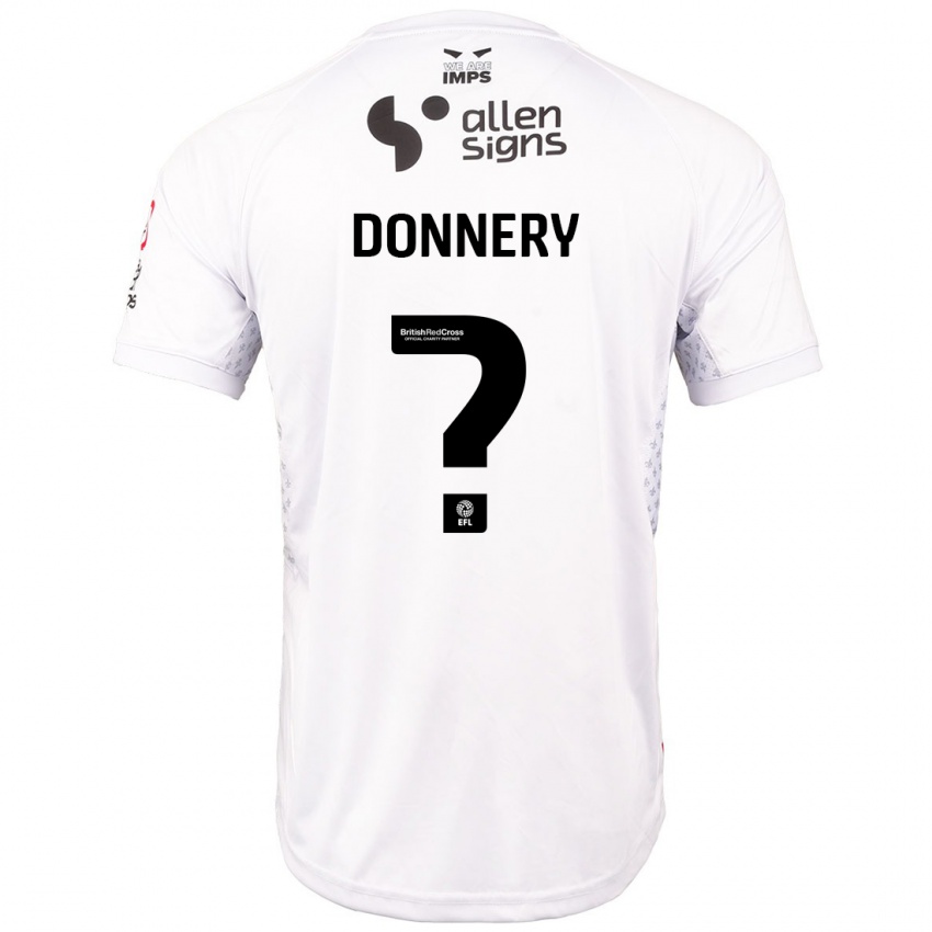 Enfant Maillot Julian Donnery #0 Rouge Blanc Tenues Extérieur 2024/25 T-Shirt Suisse