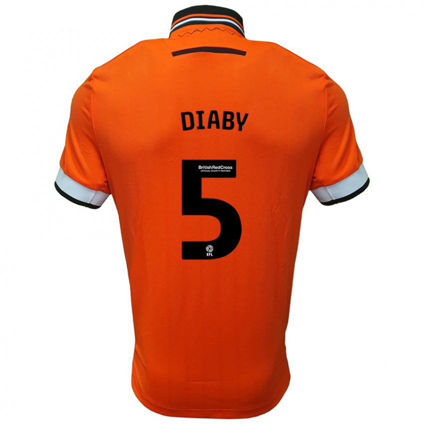 Kinder Bambo Diaby #5 Orange Weiß Auswärtstrikot Trikot 2024/25 T-Shirt Schweiz