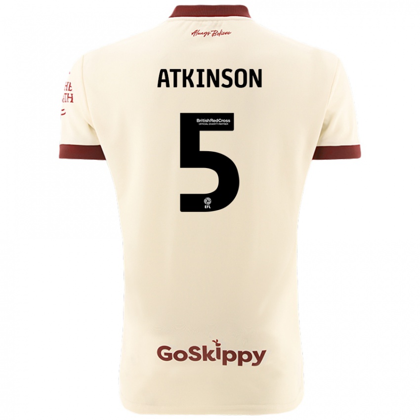 Kinder Rob Atkinson #5 Cremeweiß Auswärtstrikot Trikot 2024/25 T-Shirt Schweiz