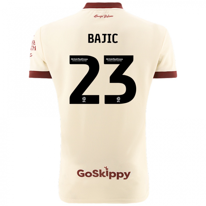 Kinder Stefan Bajic #23 Cremeweiß Auswärtstrikot Trikot 2024/25 T-Shirt Schweiz