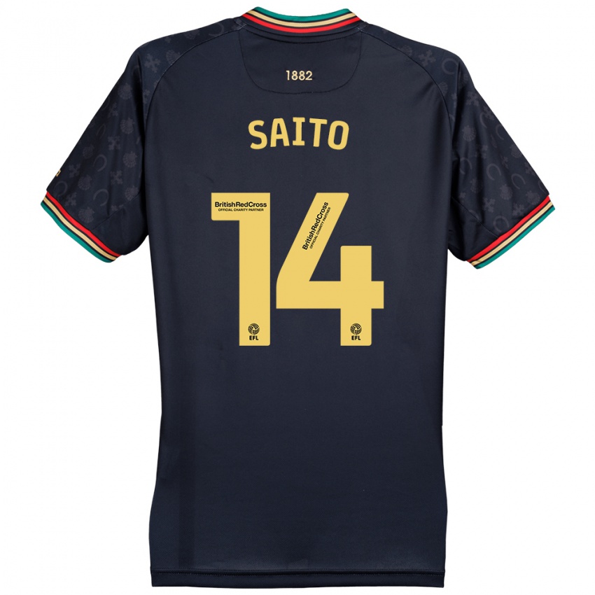 Kinder Koki Saito #14 Dunkelmarineblau Auswärtstrikot Trikot 2024/25 T-Shirt Schweiz