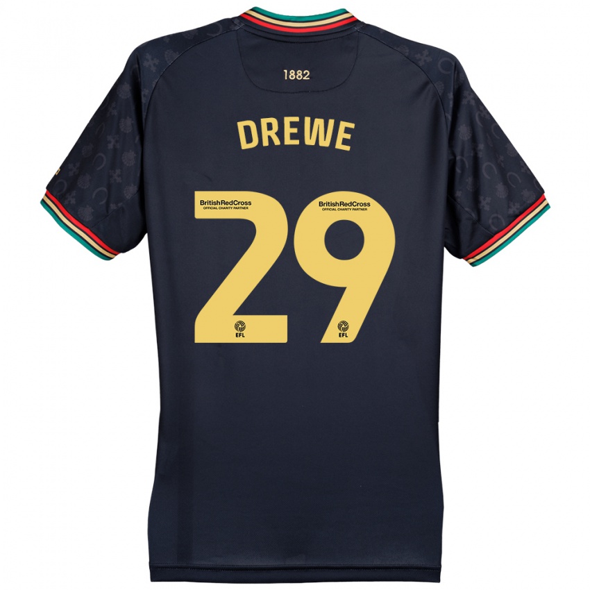 Kinder Aaron Drewe #29 Dunkelmarineblau Auswärtstrikot Trikot 2024/25 T-Shirt Schweiz