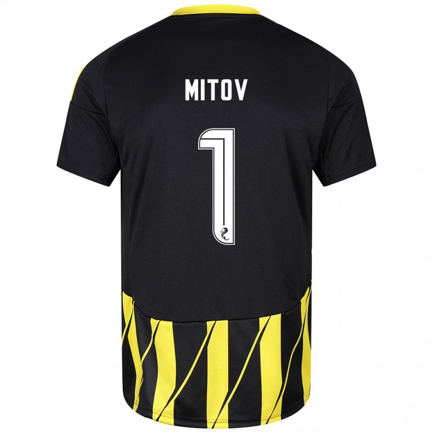 Kinder Dimitar Mitov #1 Schwarz Gelb Auswärtstrikot Trikot 2024/25 T-Shirt Schweiz