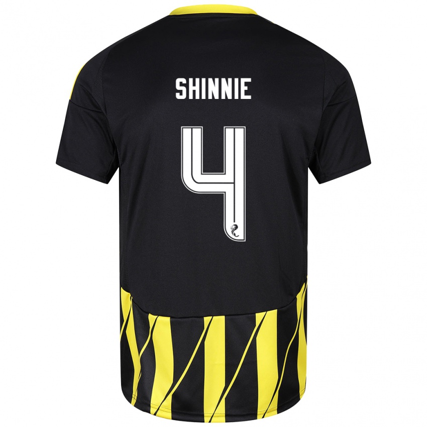 Kinder Graeme Shinnie #4 Schwarz Gelb Auswärtstrikot Trikot 2024/25 T-Shirt Schweiz