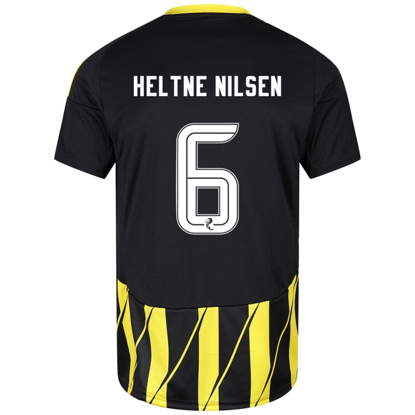 Kinder Sivert Heltne Nilsen #6 Schwarz Gelb Auswärtstrikot Trikot 2024/25 T-Shirt Schweiz