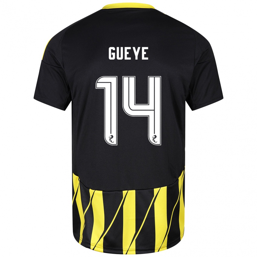 Kinder Pape Habib Gueye #14 Schwarz Gelb Auswärtstrikot Trikot 2024/25 T-Shirt Schweiz