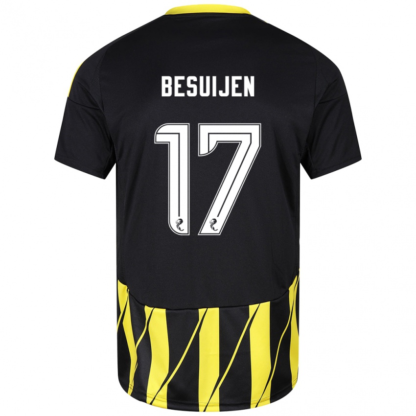 Kinder Vicente Besuijen #17 Schwarz Gelb Auswärtstrikot Trikot 2024/25 T-Shirt Schweiz