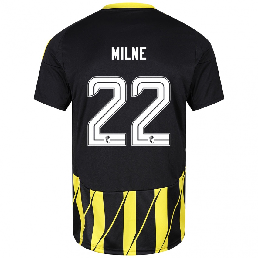 Kinder Jack Milne #22 Schwarz Gelb Auswärtstrikot Trikot 2024/25 T-Shirt Schweiz