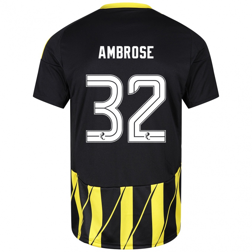 Kinder Peter Ambrose #32 Schwarz Gelb Auswärtstrikot Trikot 2024/25 T-Shirt Schweiz