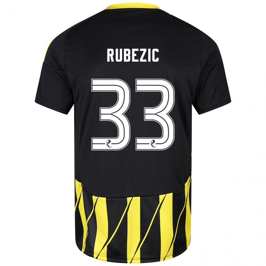 Enfant Maillot Slobodan Rubezic #33 Noir Jaune Tenues Extérieur 2024/25 T-Shirt Suisse