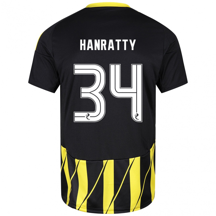 Kinder Kevin Hanratty #34 Schwarz Gelb Auswärtstrikot Trikot 2024/25 T-Shirt Schweiz