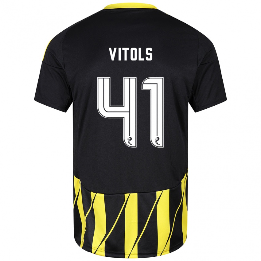 Kinder Rodrigo Vitols #41 Schwarz Gelb Auswärtstrikot Trikot 2024/25 T-Shirt Schweiz