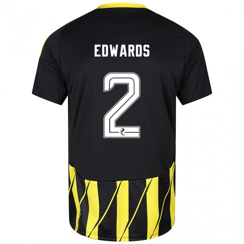 Kinder Lois Edwards #2 Schwarz Gelb Auswärtstrikot Trikot 2024/25 T-Shirt Schweiz