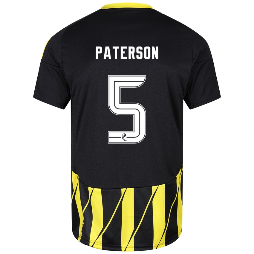 Kinder Donna Paterson #5 Schwarz Gelb Auswärtstrikot Trikot 2024/25 T-Shirt Schweiz