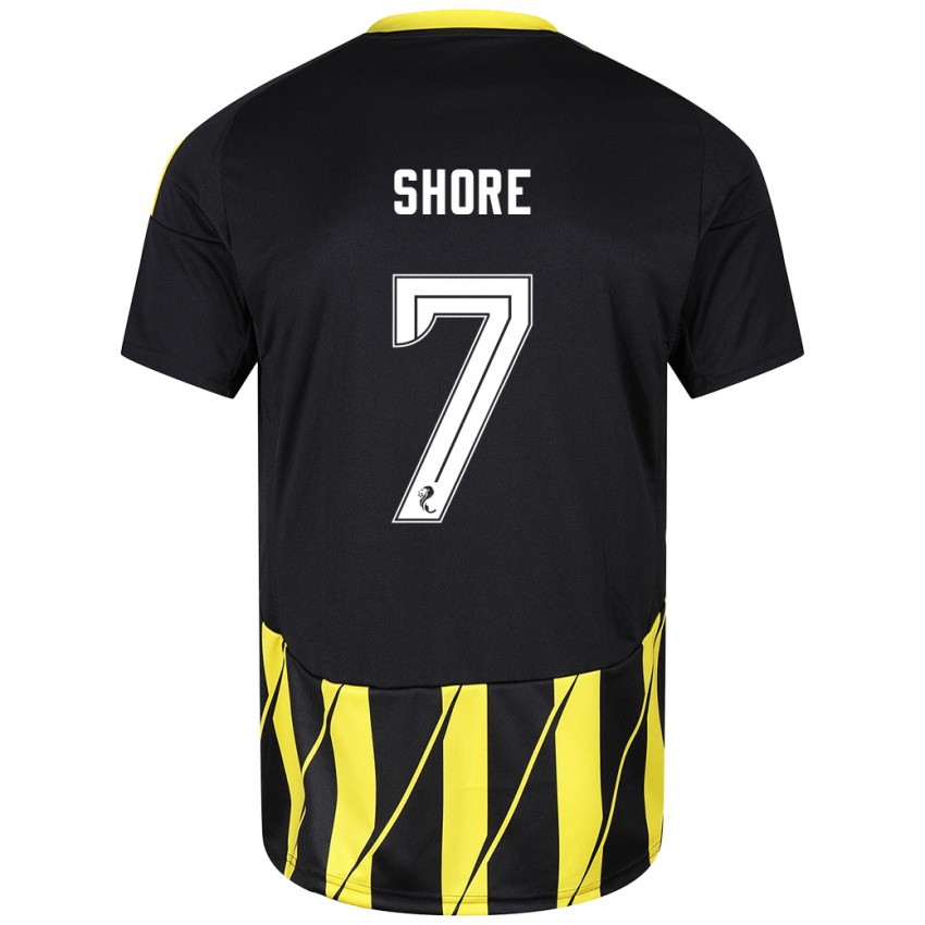 Enfant Maillot Eilidh Shore #7 Noir Jaune Tenues Extérieur 2024/25 T-Shirt Suisse