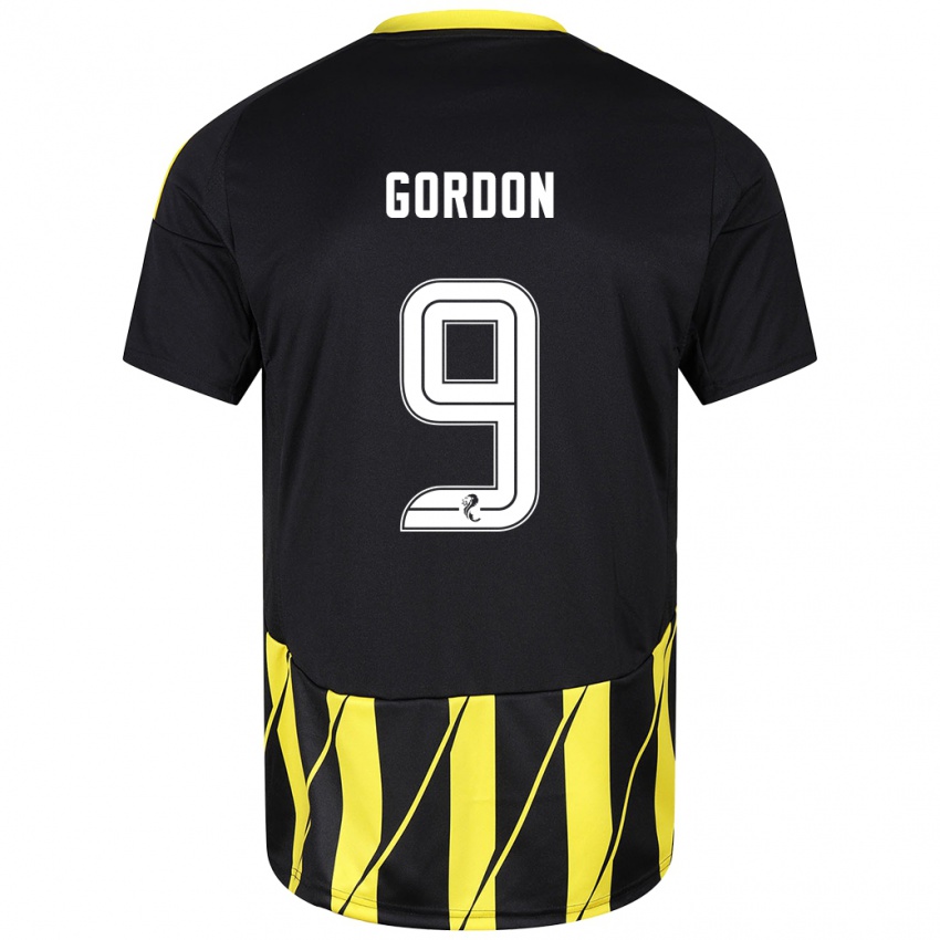 Enfant Maillot Lauren Gordon #9 Noir Jaune Tenues Extérieur 2024/25 T-Shirt Suisse