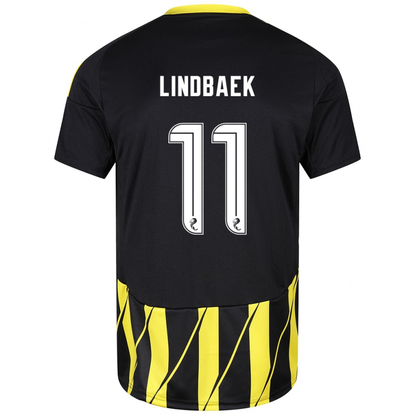 Kinder Adele Lindbaek #11 Schwarz Gelb Auswärtstrikot Trikot 2024/25 T-Shirt Schweiz