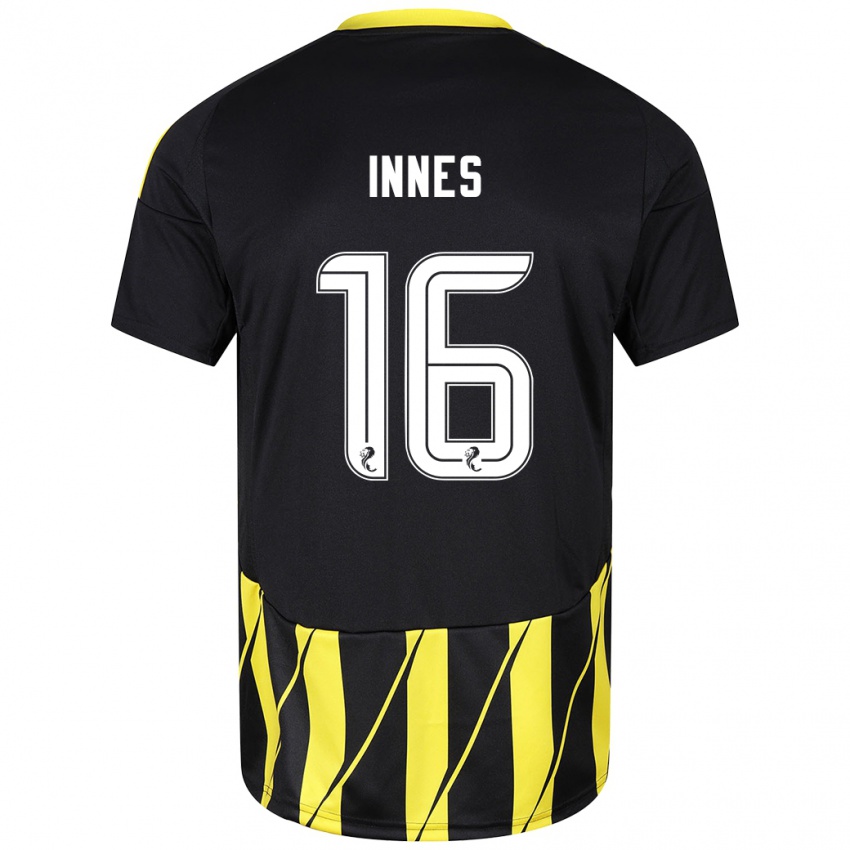 Enfant Maillot Hannah Innes #16 Noir Jaune Tenues Extérieur 2024/25 T-Shirt Suisse