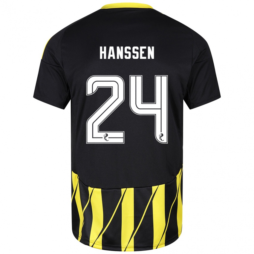 Kinder Nadine Hanssen #24 Schwarz Gelb Auswärtstrikot Trikot 2024/25 T-Shirt Schweiz