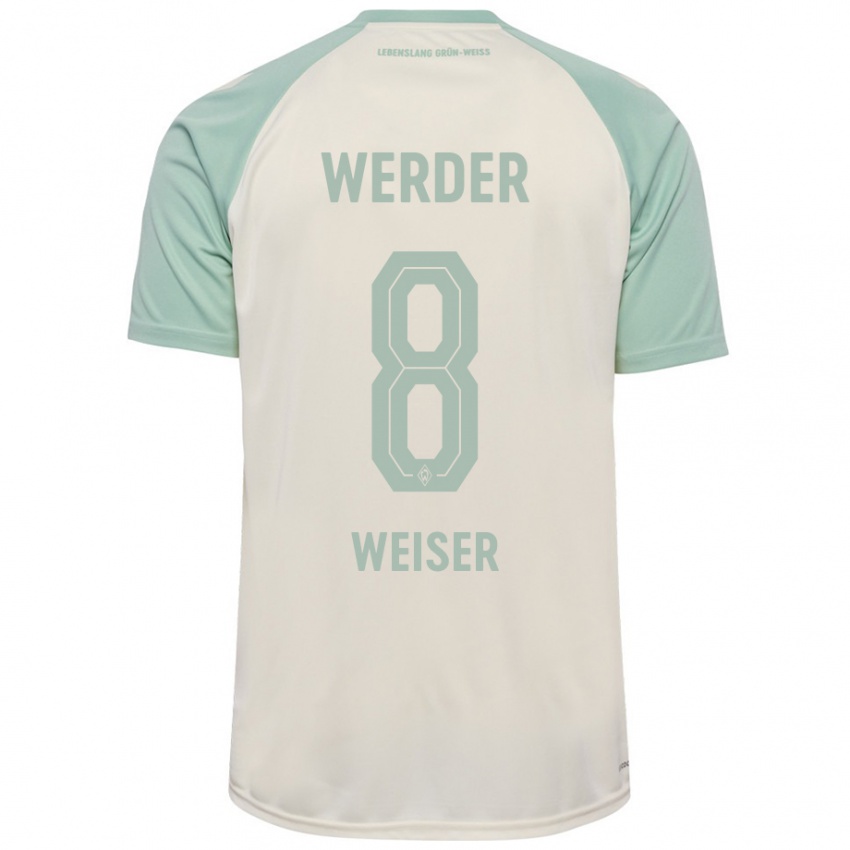 Enfant Maillot Mitchell Weiser #8 Blanc Cassé Vert Clair Tenues Extérieur 2024/25 T-Shirt Suisse