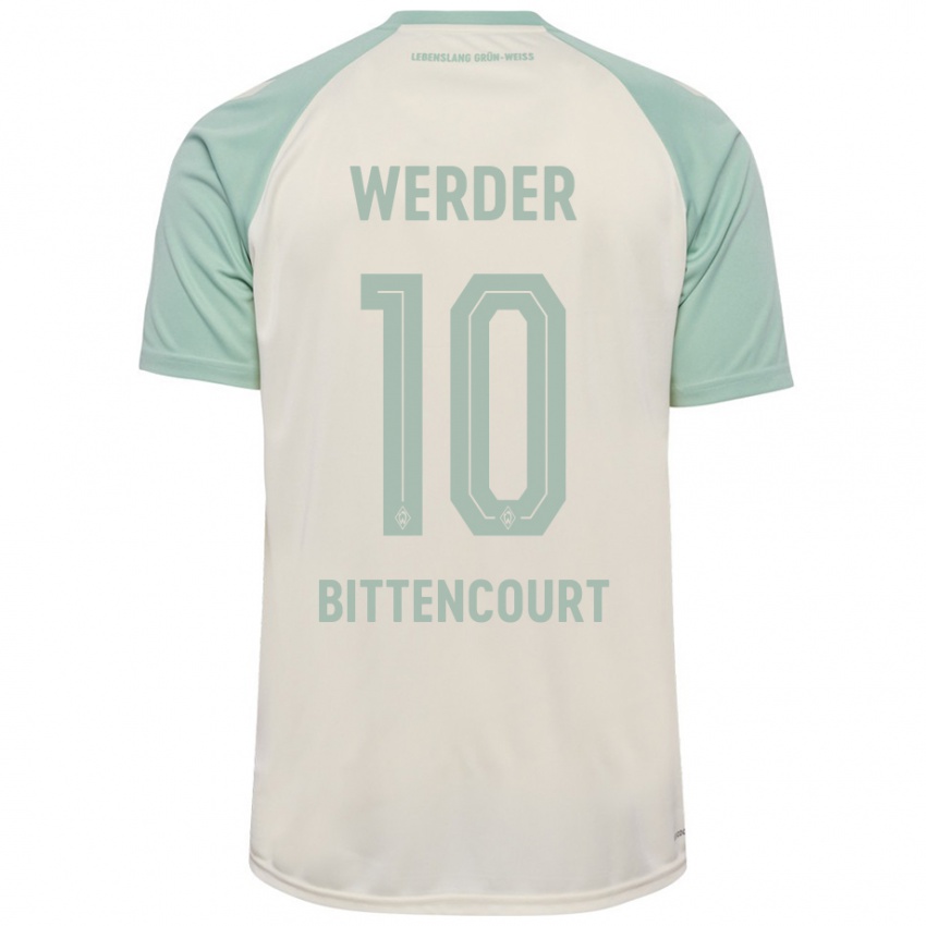 Enfant Maillot Leonardo Bittencourt #10 Blanc Cassé Vert Clair Tenues Extérieur 2024/25 T-Shirt Suisse