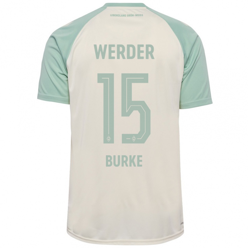 Enfant Maillot Oliver Burke #15 Blanc Cassé Vert Clair Tenues Extérieur 2024/25 T-Shirt Suisse