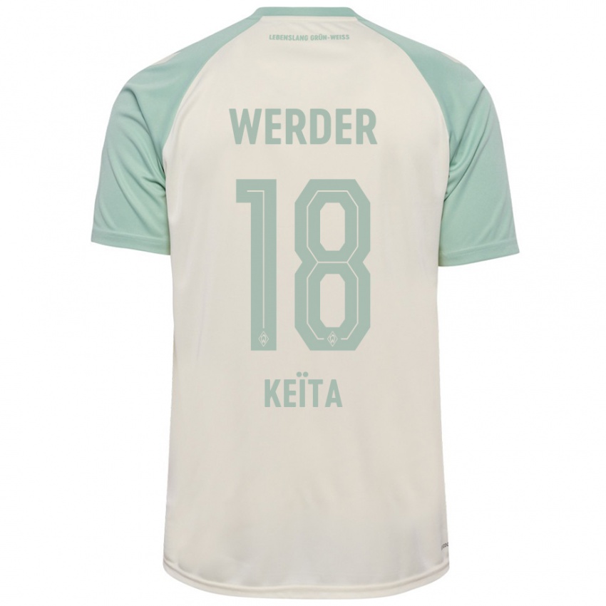 Kinder Naby Keïta #18 Cremeweiß Hellgrün Auswärtstrikot Trikot 2024/25 T-Shirt Schweiz