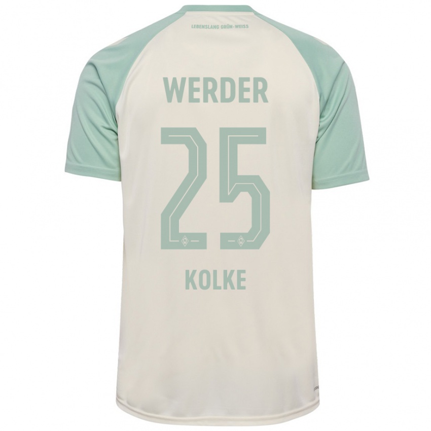 Enfant Maillot Markus Kolke #25 Blanc Cassé Vert Clair Tenues Extérieur 2024/25 T-Shirt Suisse