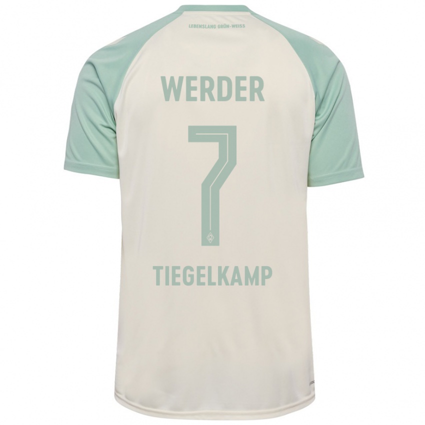 Kinder Maximilian Tiegelkamp #7 Cremeweiß Hellgrün Auswärtstrikot Trikot 2024/25 T-Shirt Schweiz