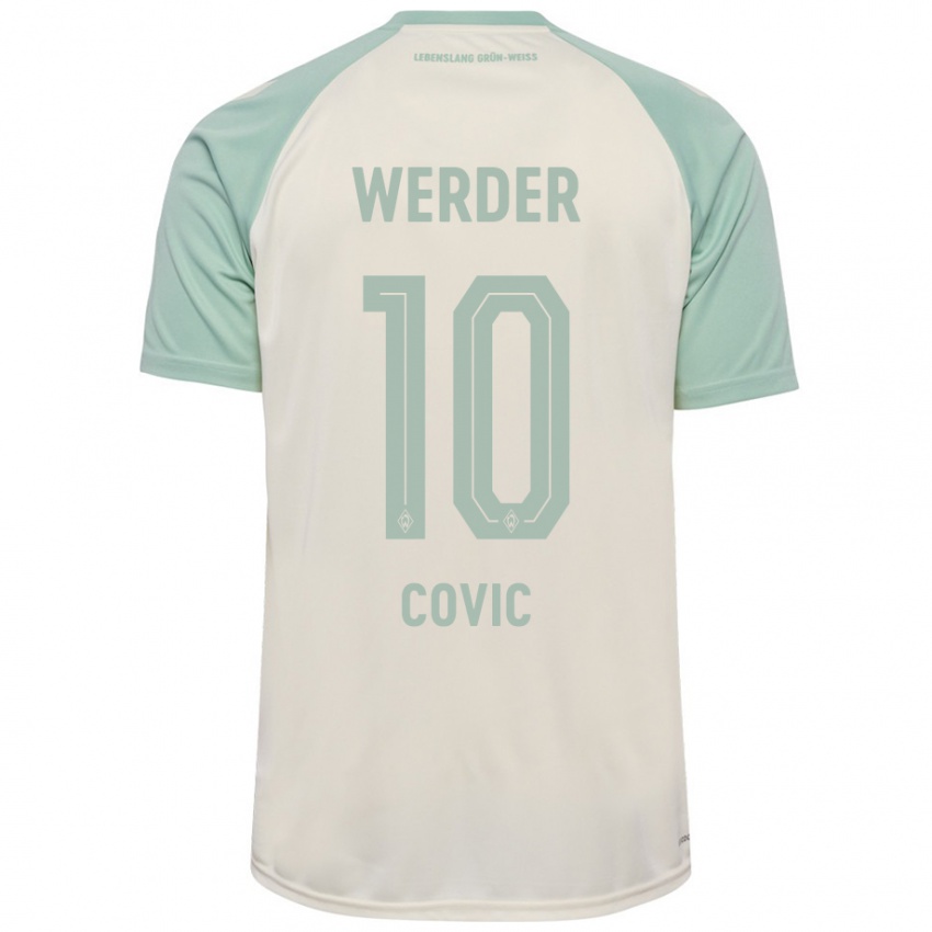 Enfant Maillot Patrice Covic #10 Blanc Cassé Vert Clair Tenues Extérieur 2024/25 T-Shirt Suisse