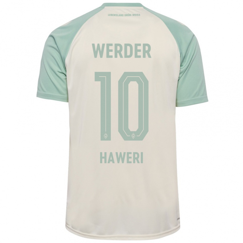 Enfant Maillot Adrian Haweri #10 Blanc Cassé Vert Clair Tenues Extérieur 2024/25 T-Shirt Suisse