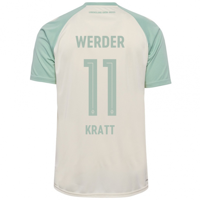 Enfant Maillot Ronan Kratt #11 Blanc Cassé Vert Clair Tenues Extérieur 2024/25 T-Shirt Suisse