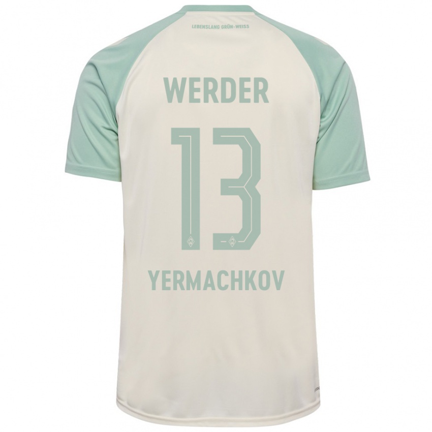 Enfant Maillot Ivan Yermachkov #13 Blanc Cassé Vert Clair Tenues Extérieur 2024/25 T-Shirt Suisse