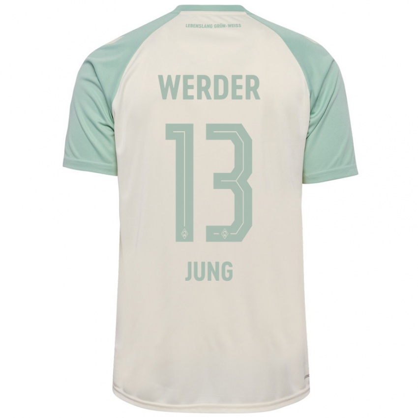 Enfant Maillot Seong-Hyeon Jung #13 Blanc Cassé Vert Clair Tenues Extérieur 2024/25 T-Shirt Suisse