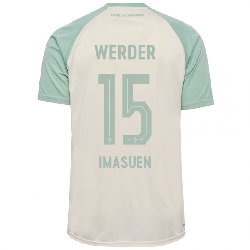 Kinder Joel Imasuen #15 Cremeweiß Hellgrün Auswärtstrikot Trikot 2024/25 T-Shirt Schweiz