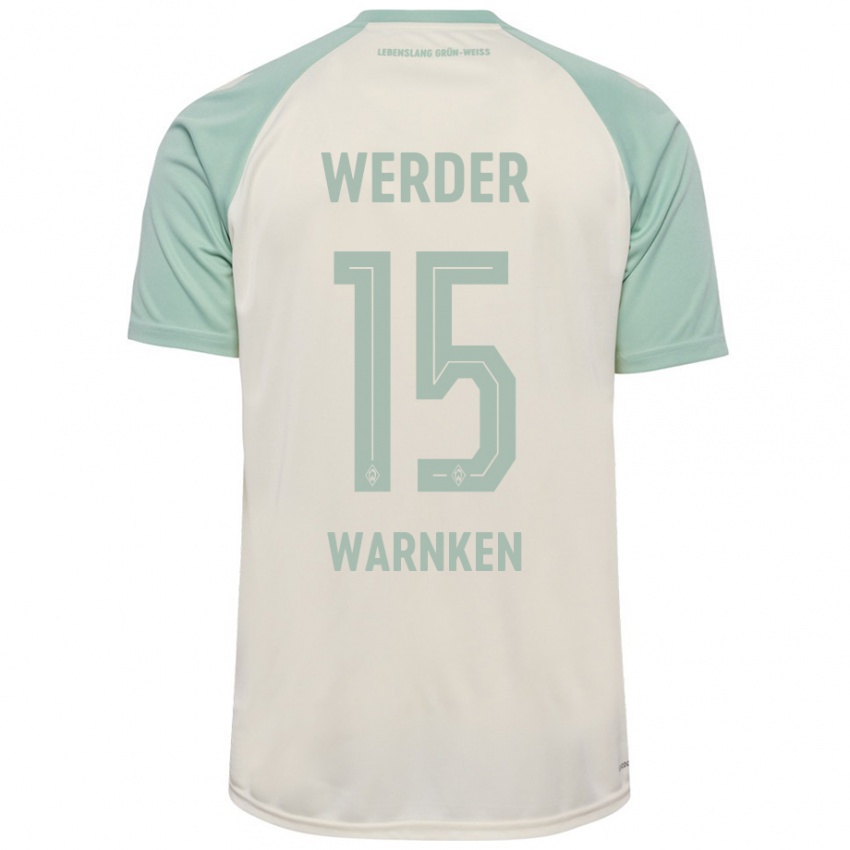 Enfant Maillot Jannes Warnken #15 Blanc Cassé Vert Clair Tenues Extérieur 2024/25 T-Shirt Suisse