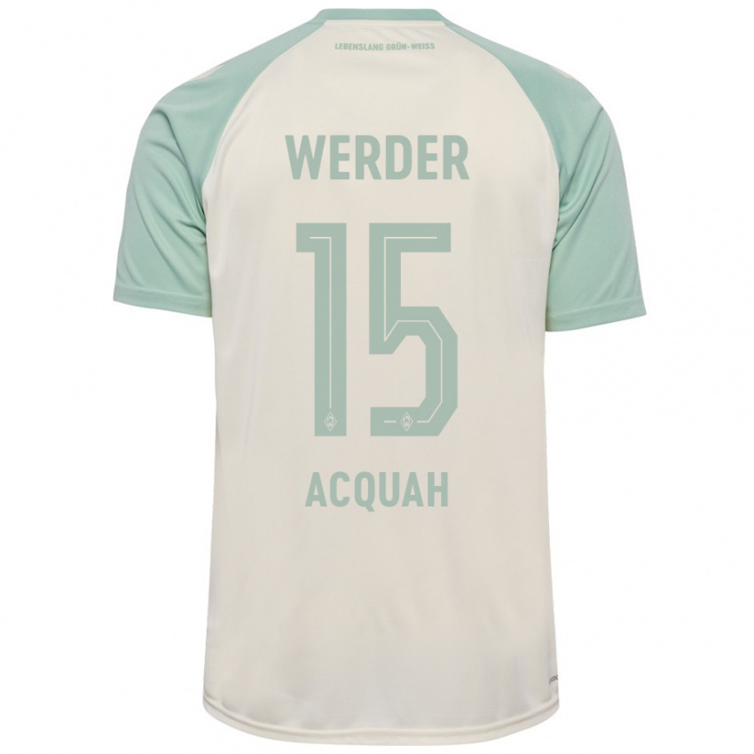 Enfant Maillot Joseph Acheampong Acquah #15 Blanc Cassé Vert Clair Tenues Extérieur 2024/25 T-Shirt Suisse