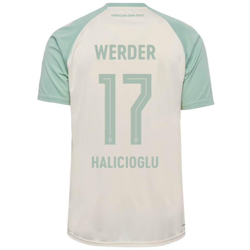 Enfant Maillot Arda Halicioglu #17 Blanc Cassé Vert Clair Tenues Extérieur 2024/25 T-Shirt Suisse