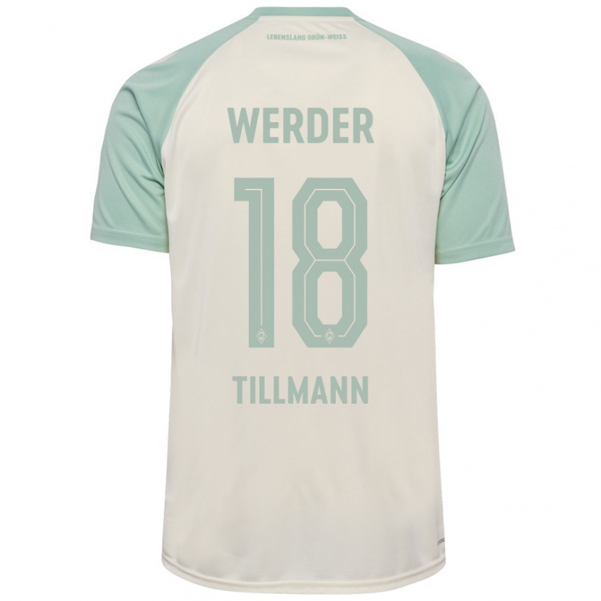 Kinder Felix Tillmann #18 Cremeweiß Hellgrün Auswärtstrikot Trikot 2024/25 T-Shirt Schweiz