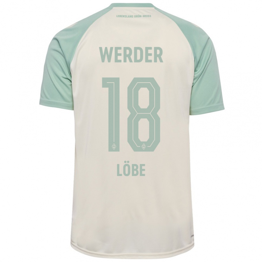 Enfant Maillot Jasper Löbe #18 Blanc Cassé Vert Clair Tenues Extérieur 2024/25 T-Shirt Suisse