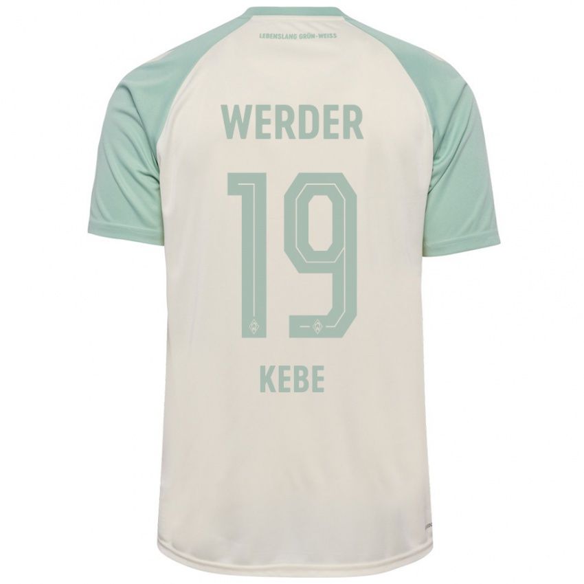 Enfant Maillot David Kébé #19 Blanc Cassé Vert Clair Tenues Extérieur 2024/25 T-Shirt Suisse