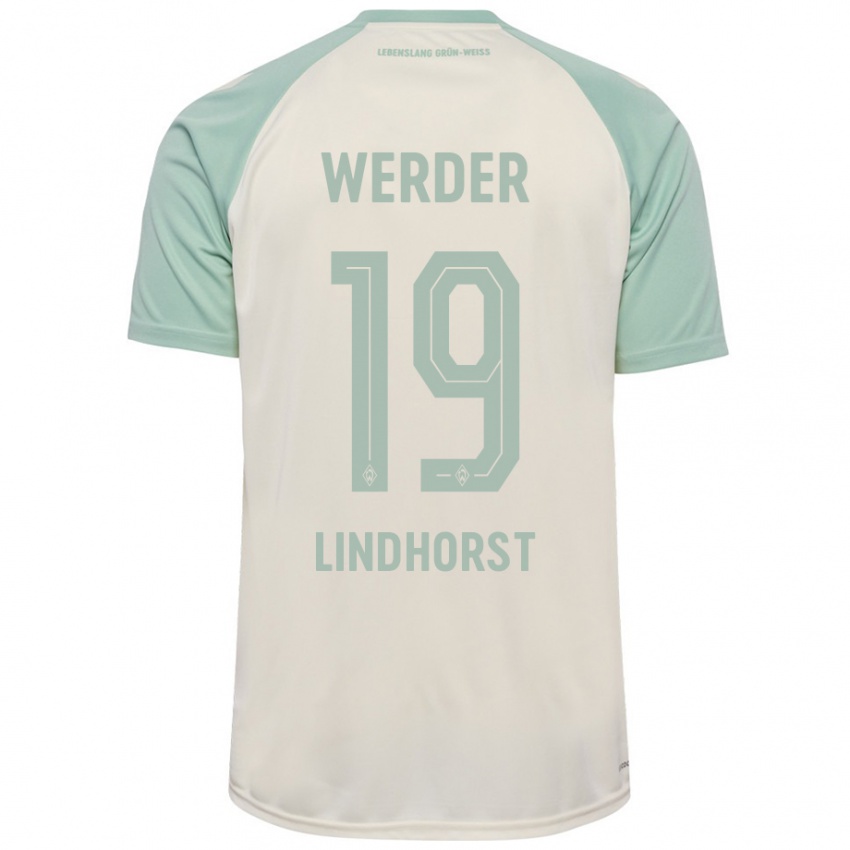 Enfant Maillot Jerrit Lindhorst #19 Blanc Cassé Vert Clair Tenues Extérieur 2024/25 T-Shirt Suisse