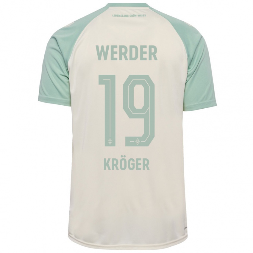 Enfant Maillot Moritz Kröger #19 Blanc Cassé Vert Clair Tenues Extérieur 2024/25 T-Shirt Suisse