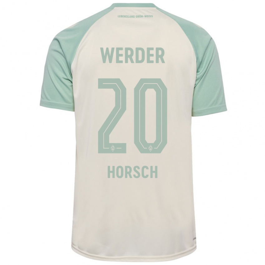 Enfant Maillot Jonas Horsch #20 Blanc Cassé Vert Clair Tenues Extérieur 2024/25 T-Shirt Suisse