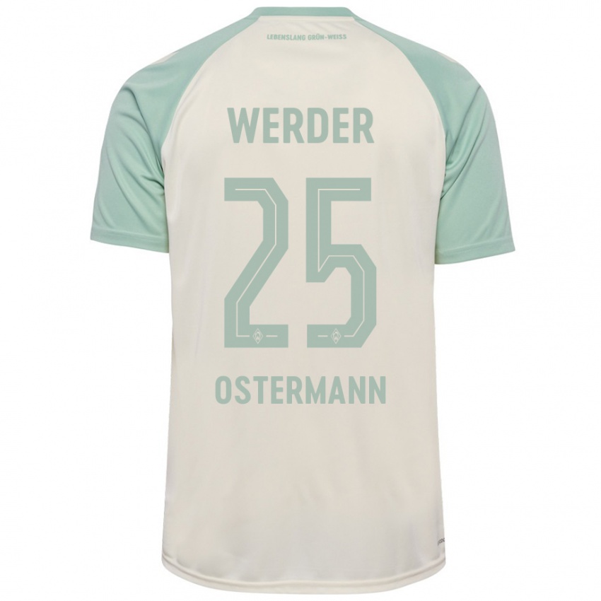 Enfant Maillot Ben Ostermann #25 Blanc Cassé Vert Clair Tenues Extérieur 2024/25 T-Shirt Suisse