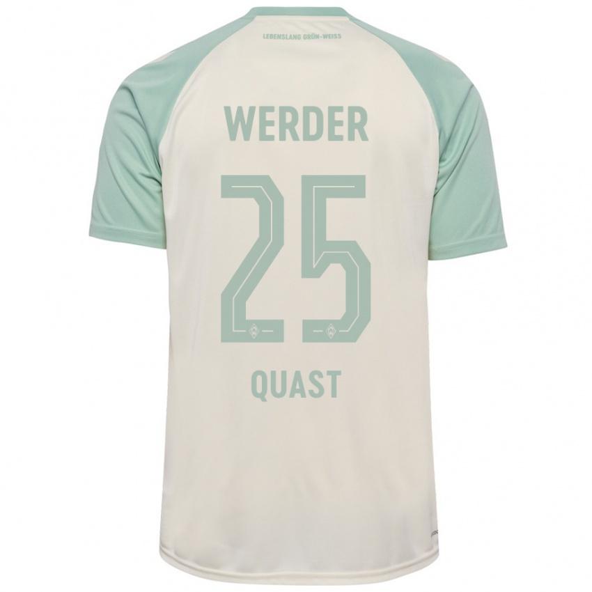 Kinder Sönke Quast #25 Cremeweiß Hellgrün Auswärtstrikot Trikot 2024/25 T-Shirt Schweiz