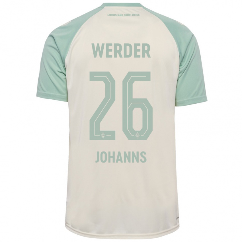 Enfant Maillot Lennart Johanns #26 Blanc Cassé Vert Clair Tenues Extérieur 2024/25 T-Shirt Suisse